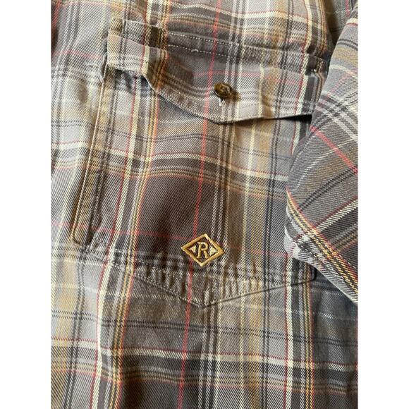 Roper Mens Long Sleeve Button Down Shirt LT Brown Windowpane Plaid Western - Picture 2 of 7